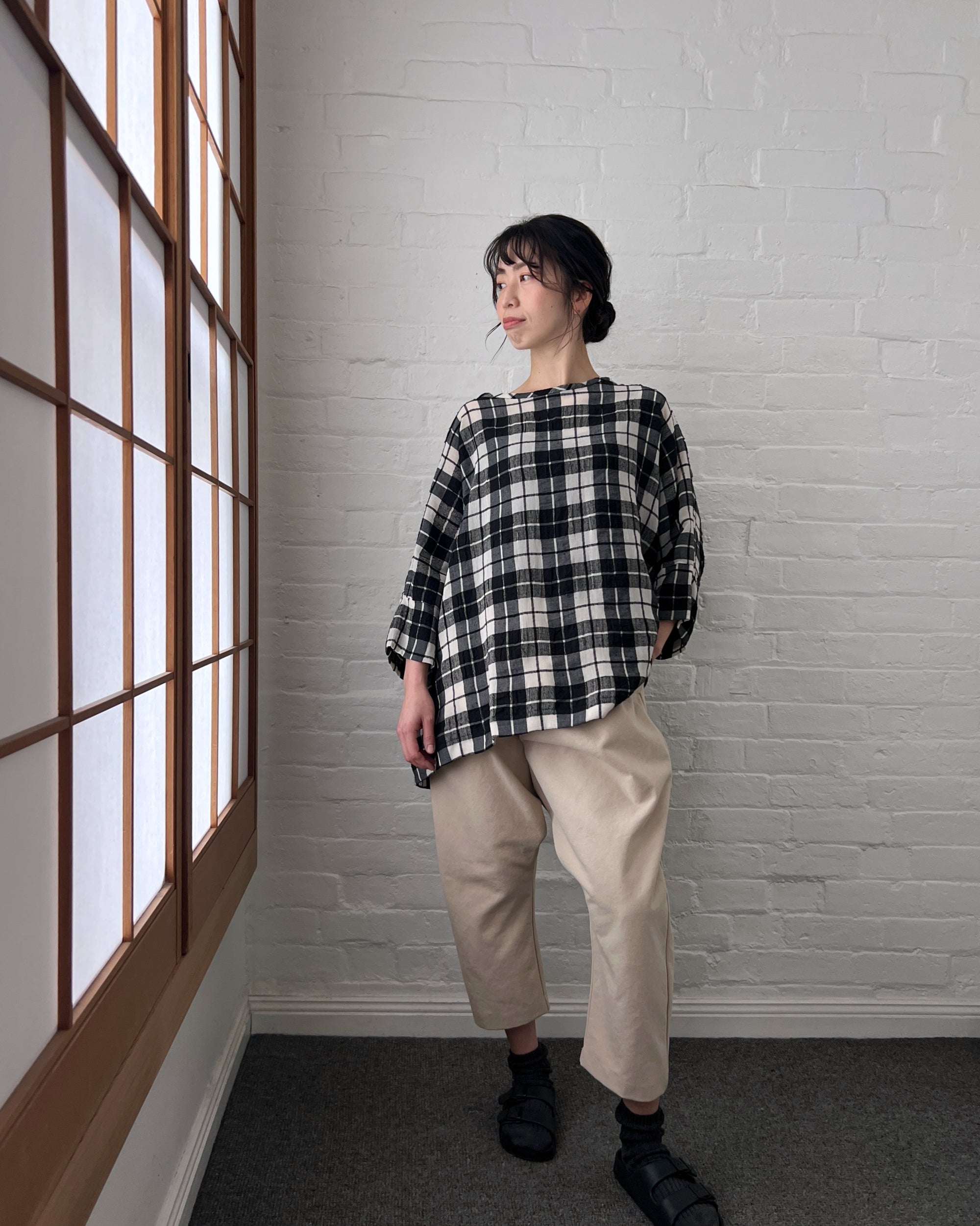 LJ struthers : check cotton lunar smock