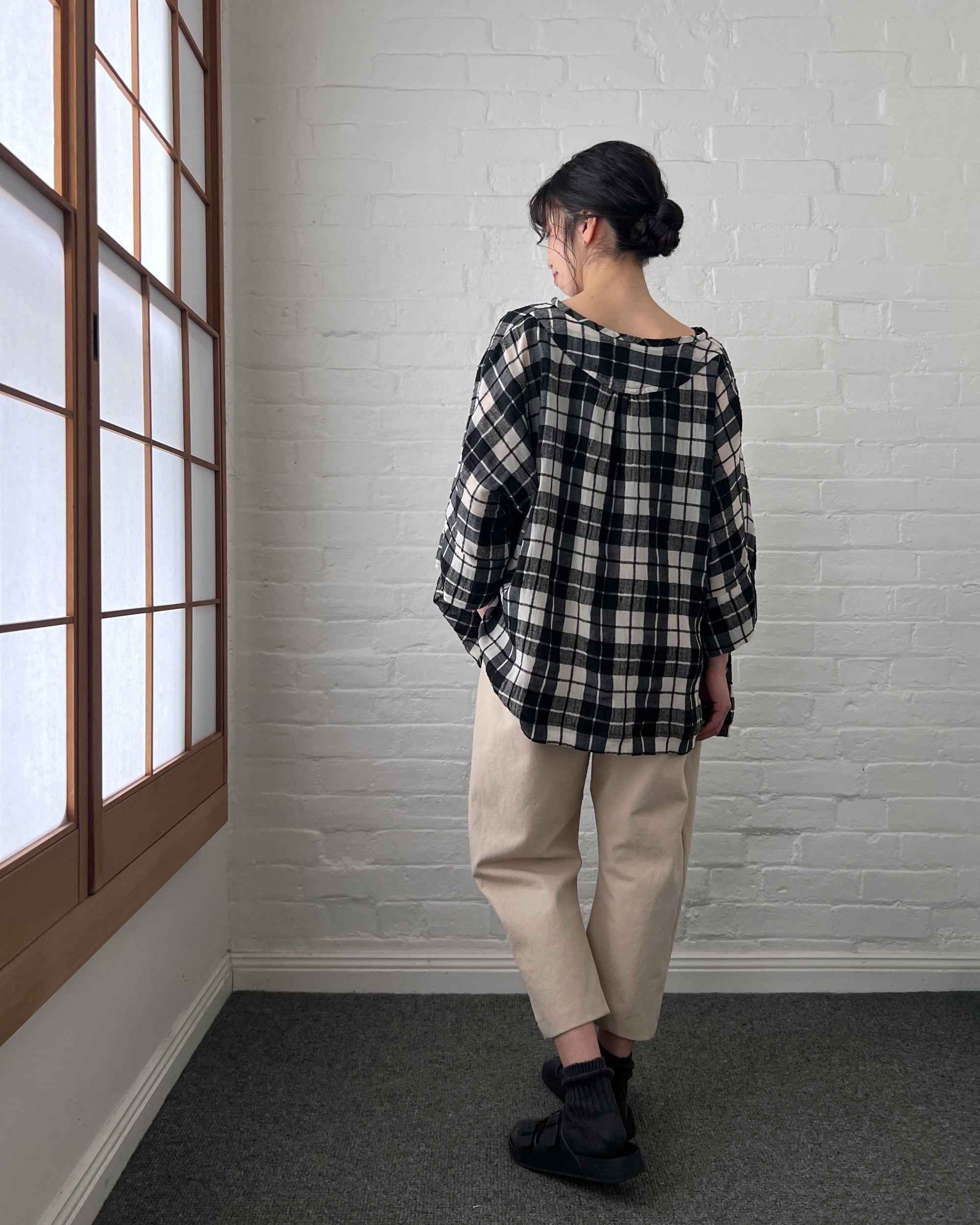 LJ struthers : check cotton lunar smock