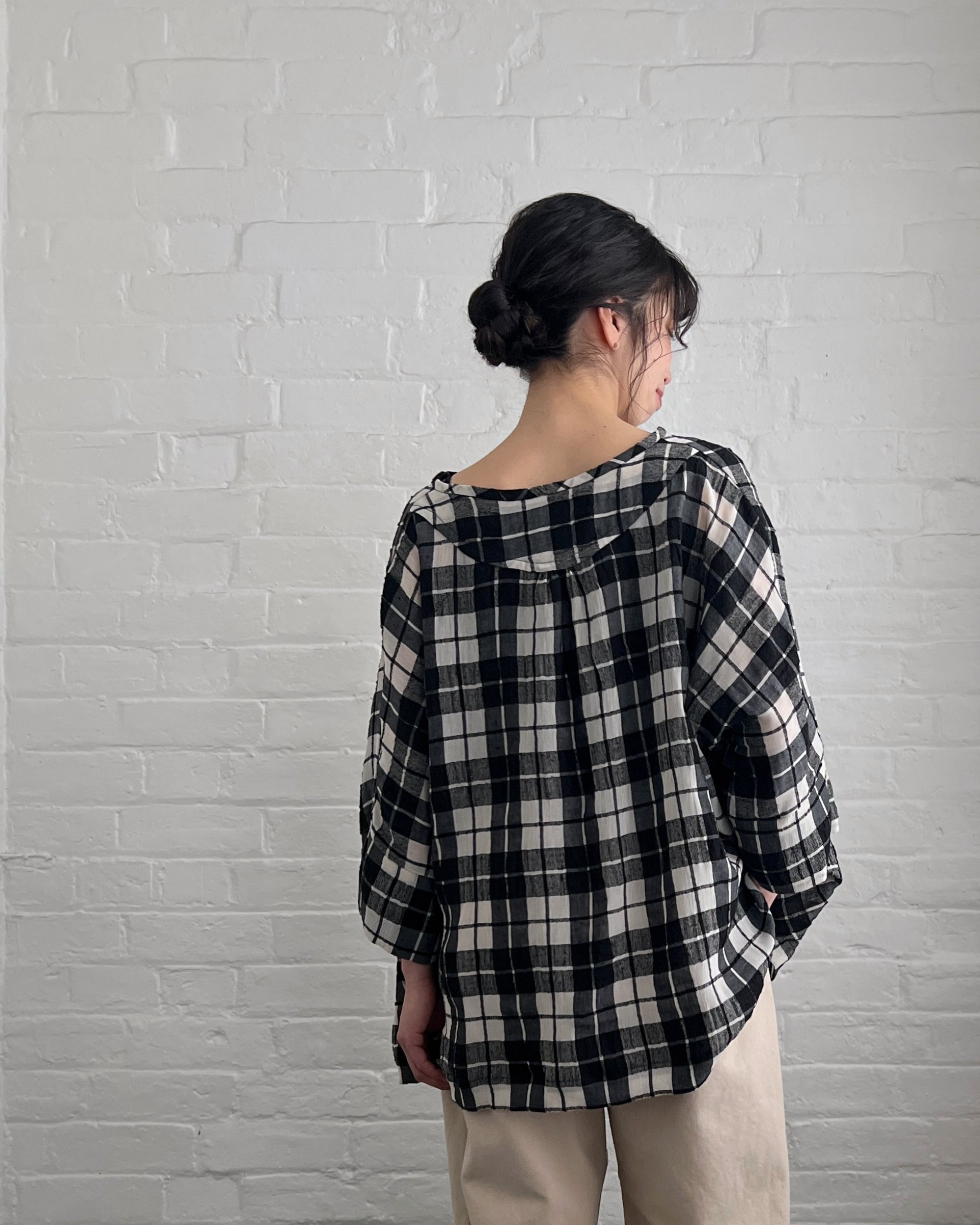 LJ struthers : check cotton lunar smock