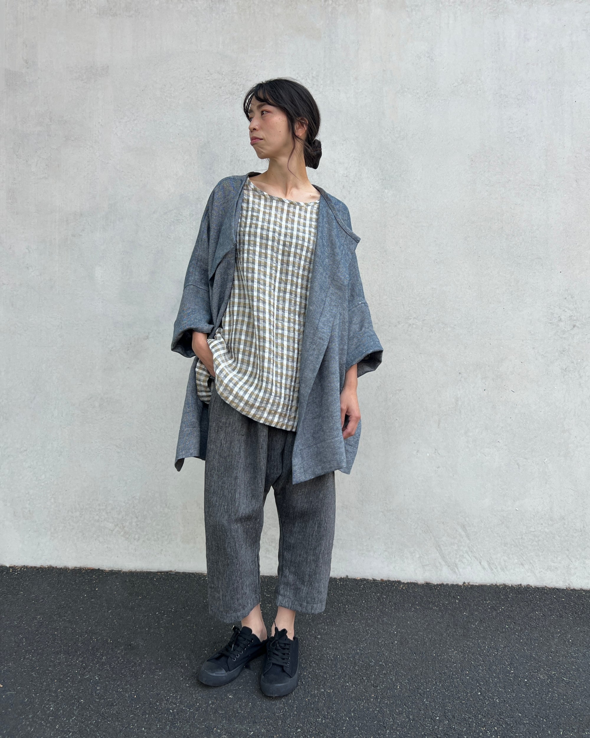 LJ struthers : check cotton lunar smock