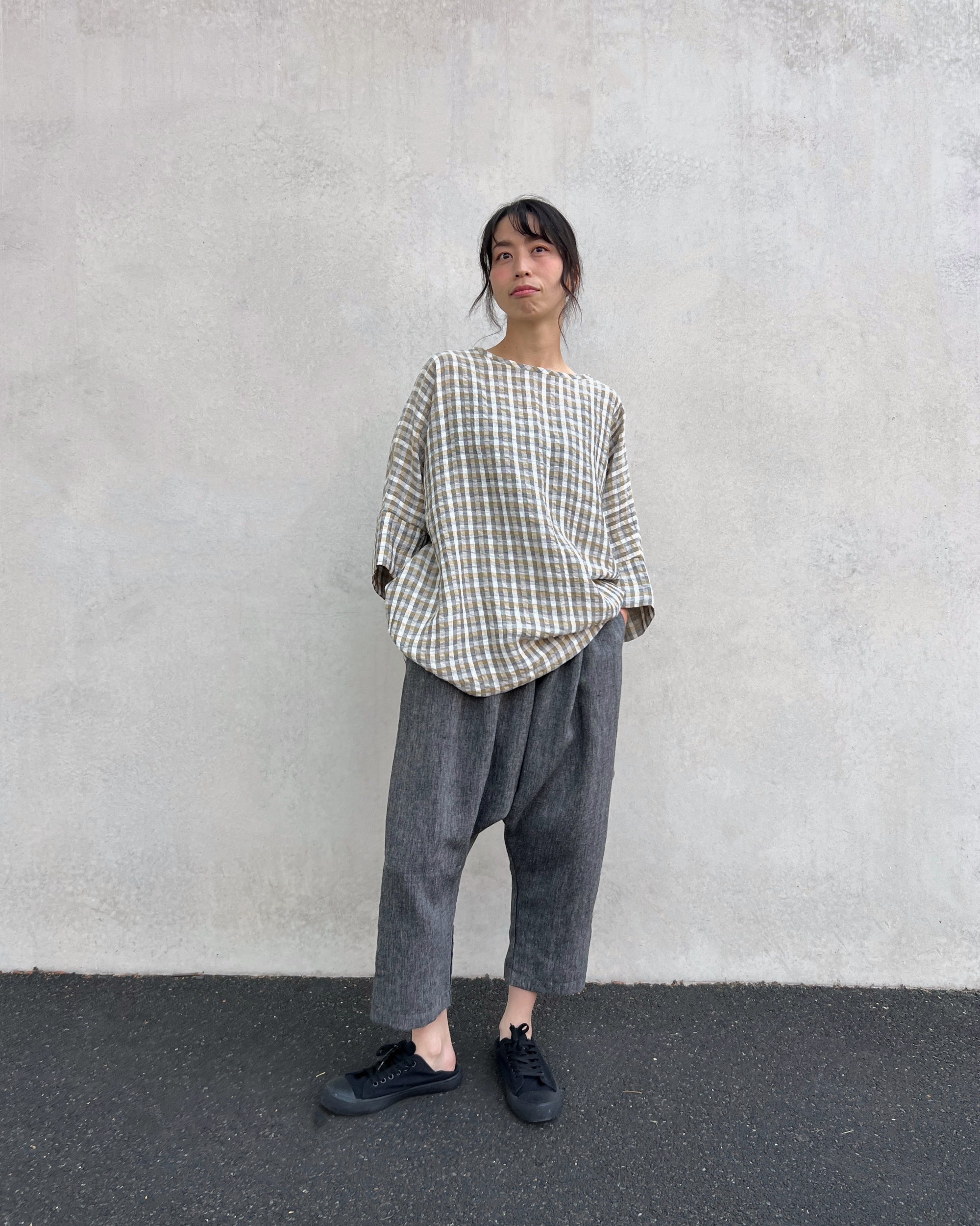 LJ struthers : check cotton lunar smock