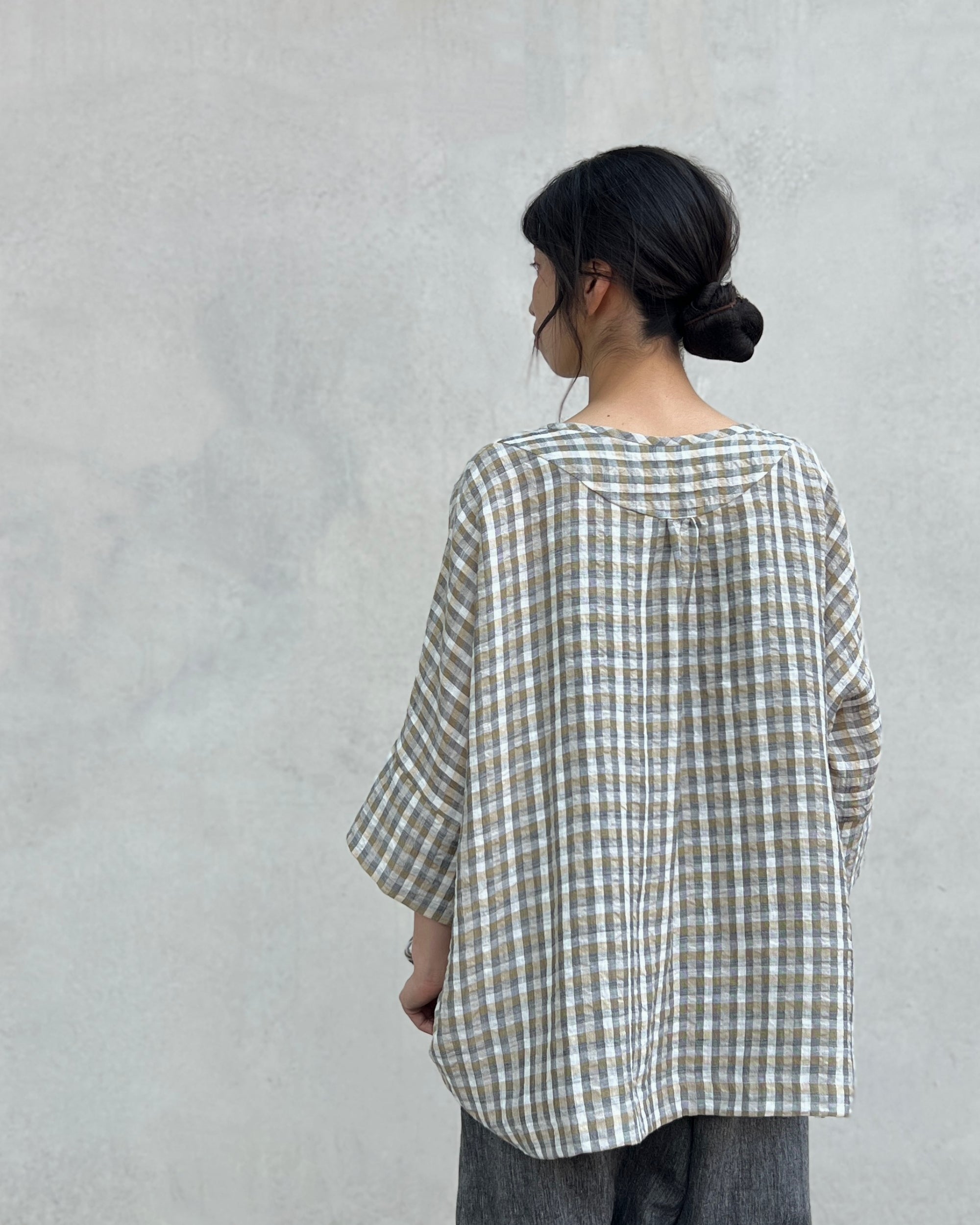 LJ struthers : check cotton lunar smock