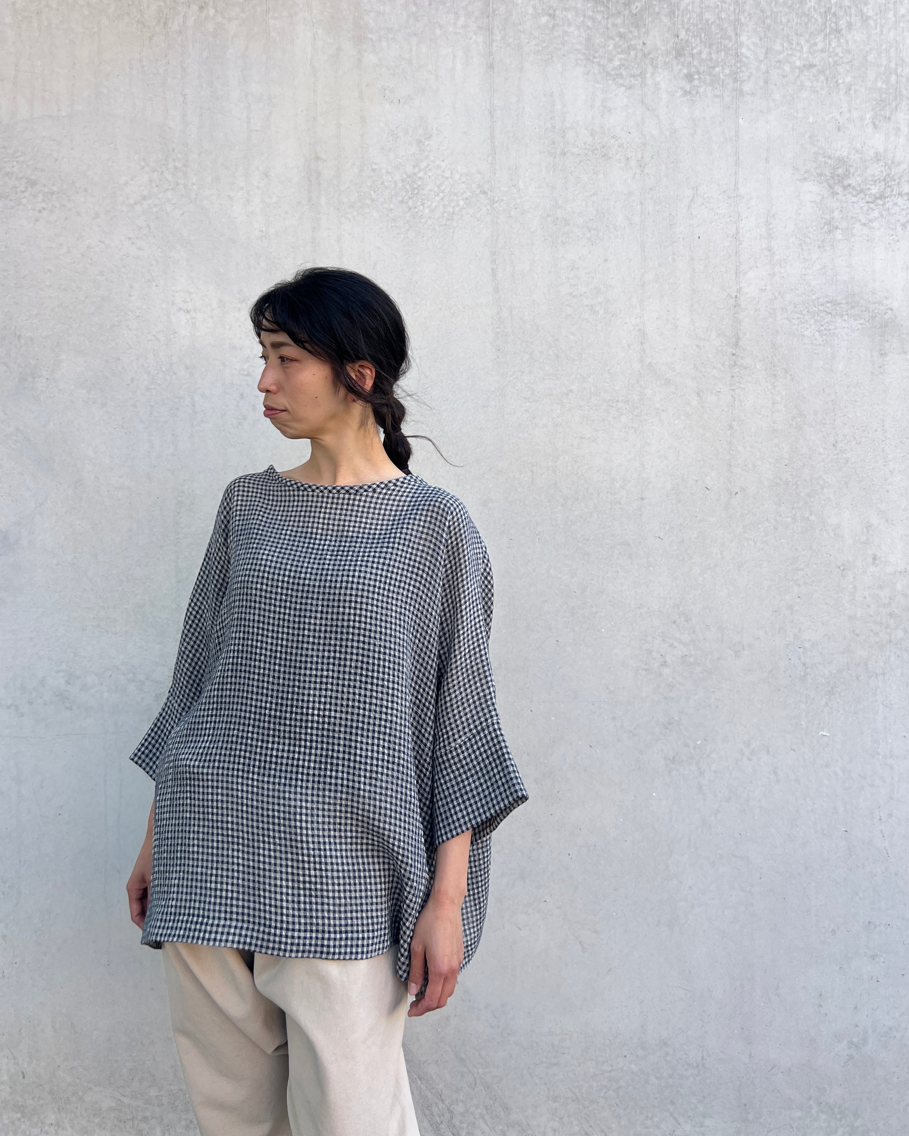 LJ struthers : checkered cotton lunar smock