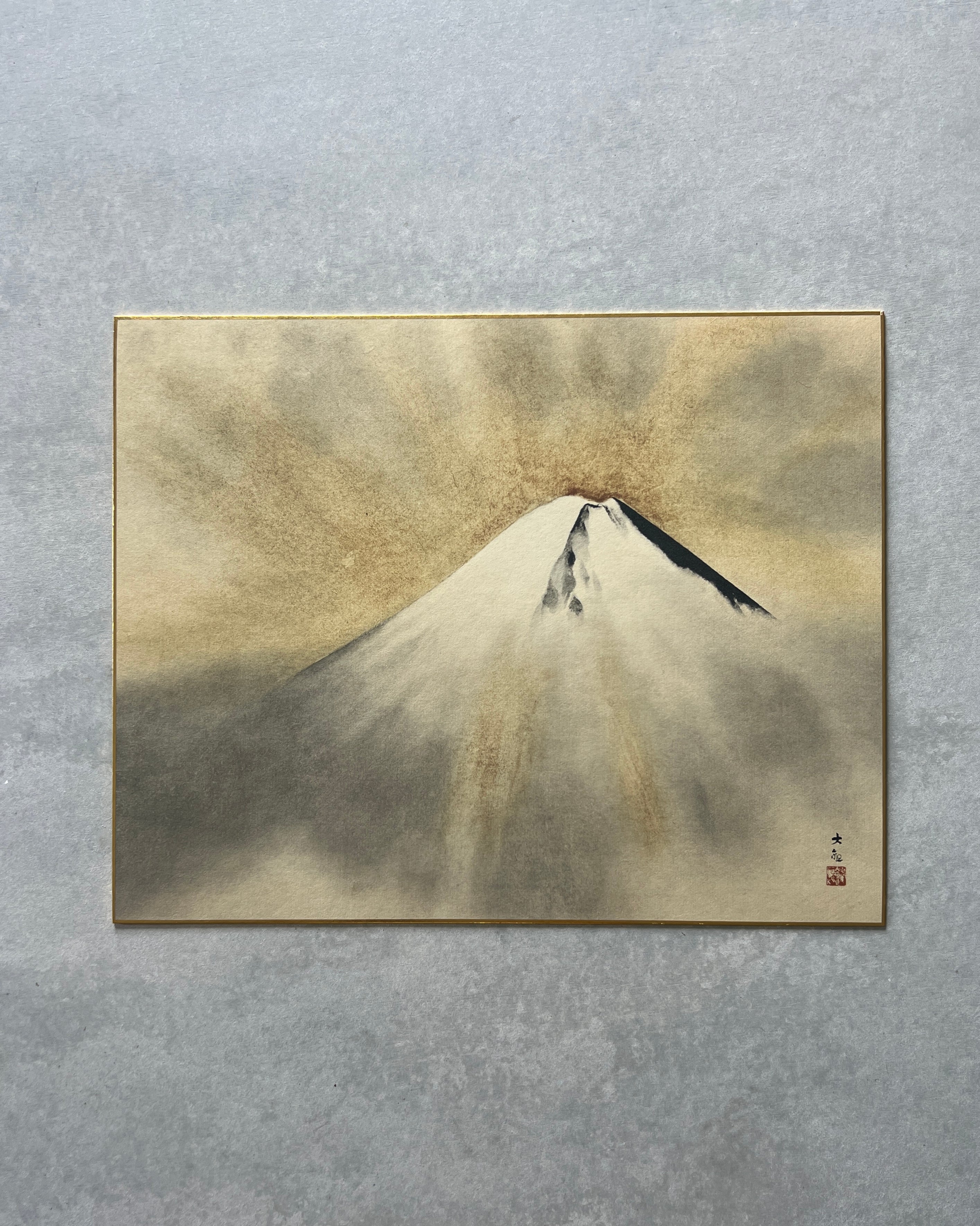 vintage japanese shikishi print : mt fuji