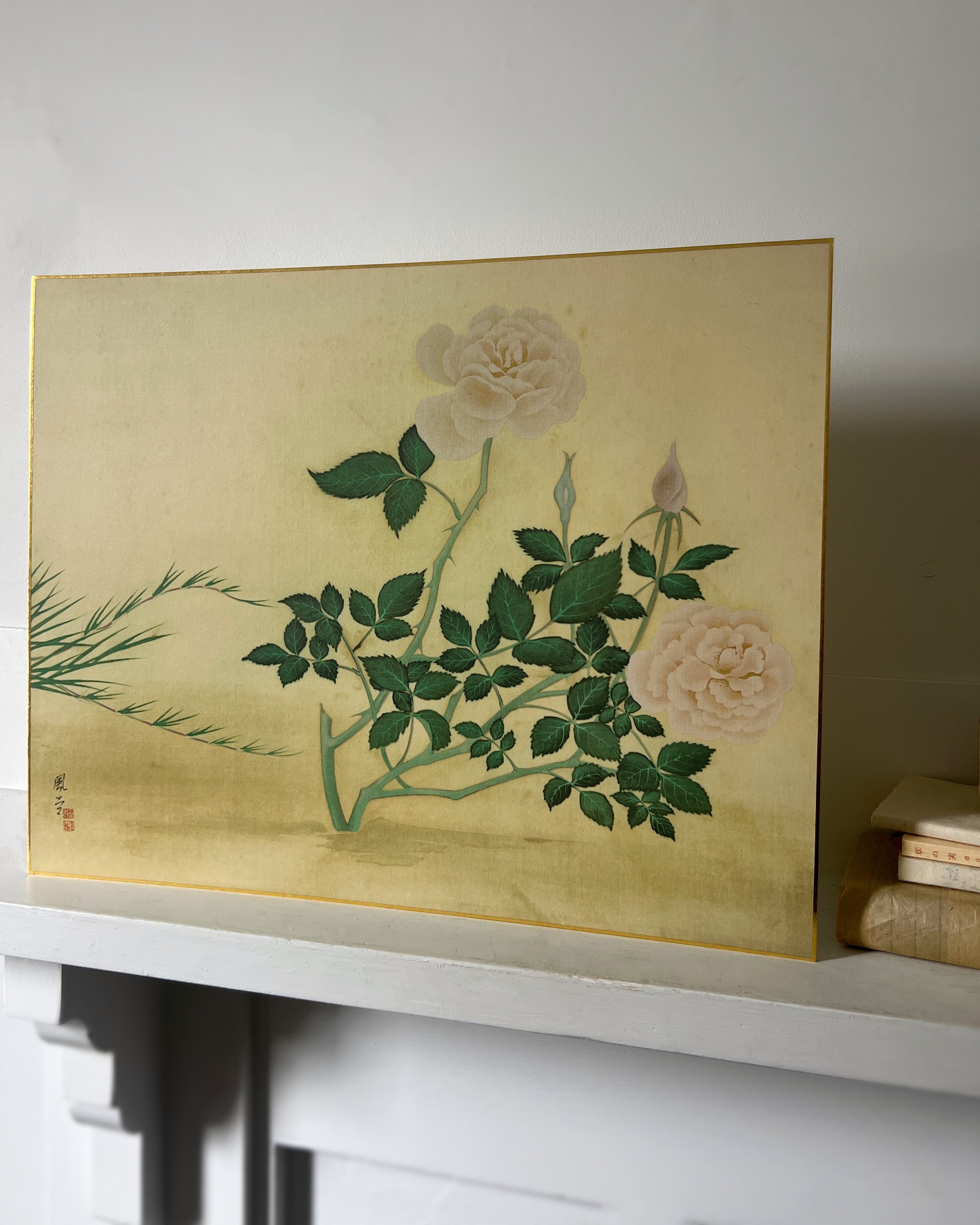 vintage japanese shikishi print : rose