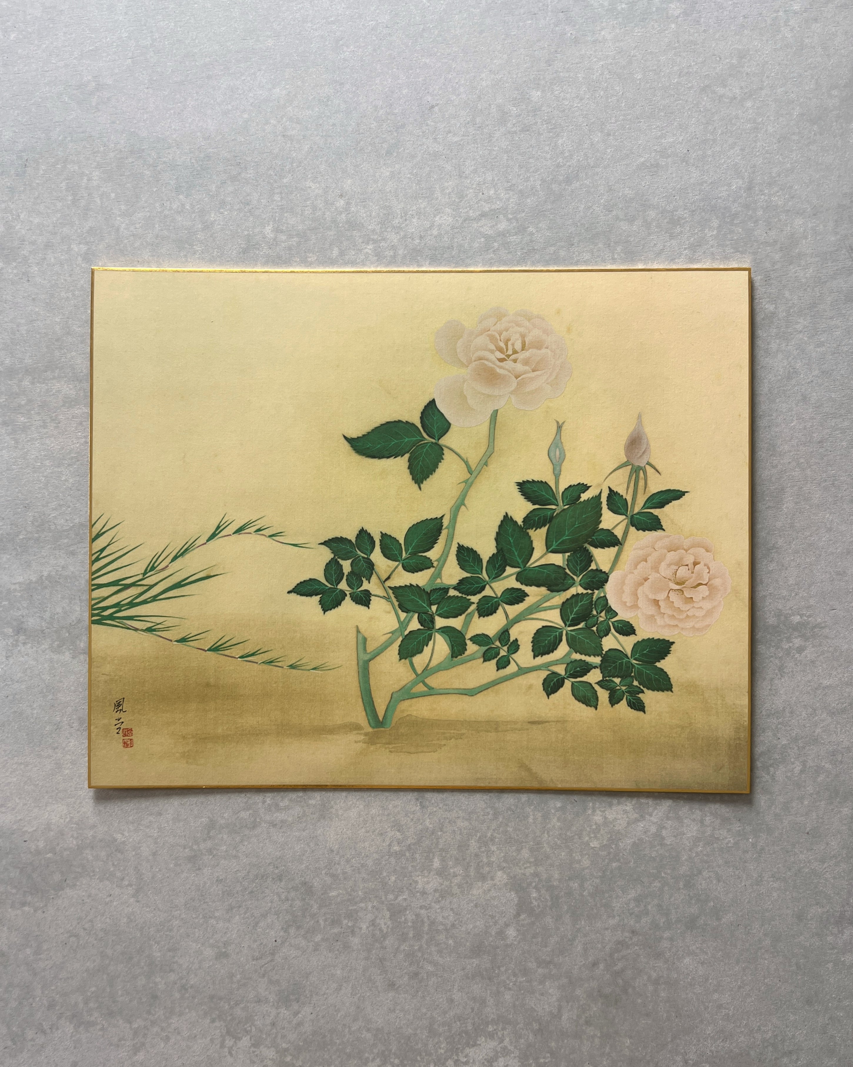 vintage japanese shikishi print : rose