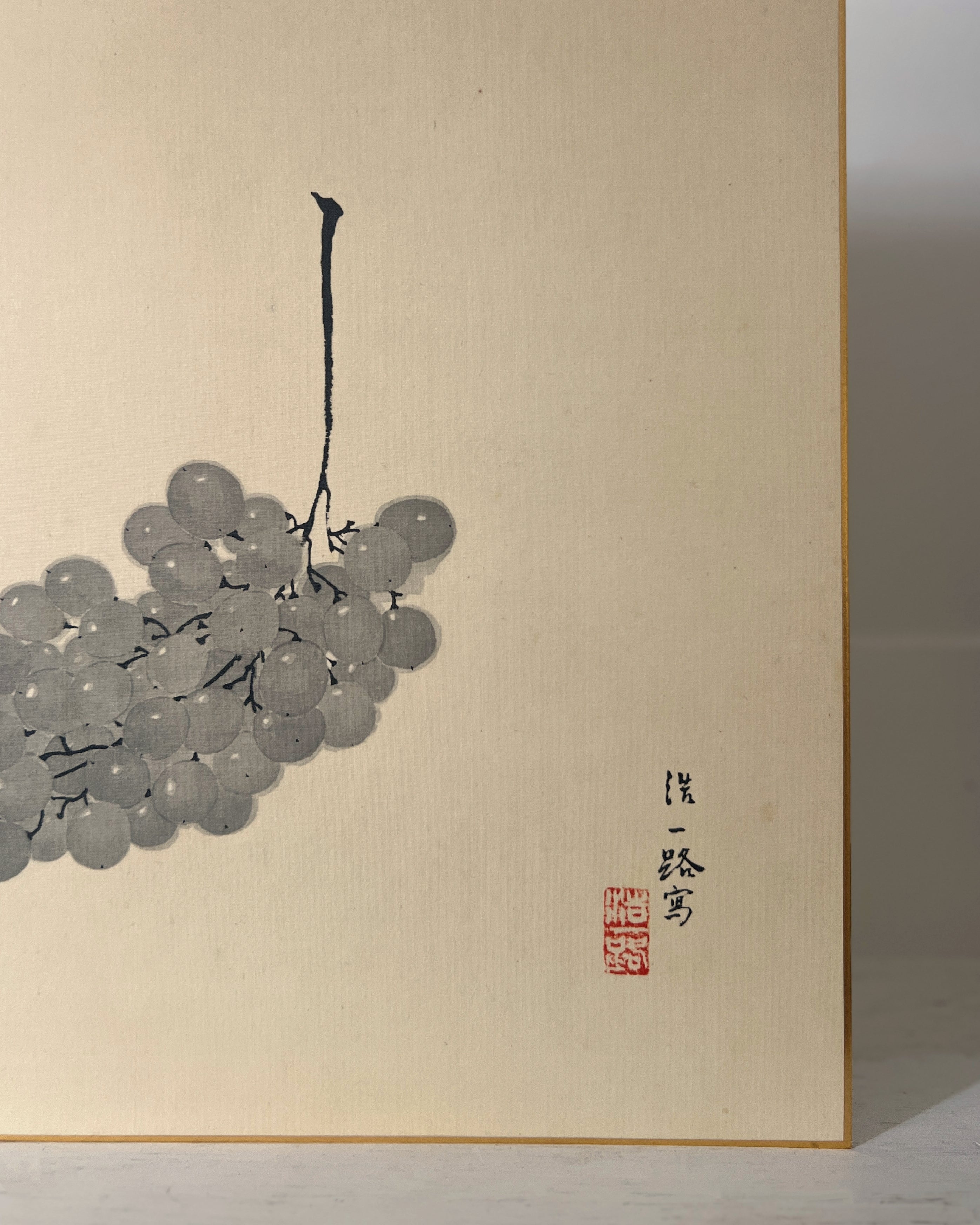 vintage japanese shikishi print : grapes