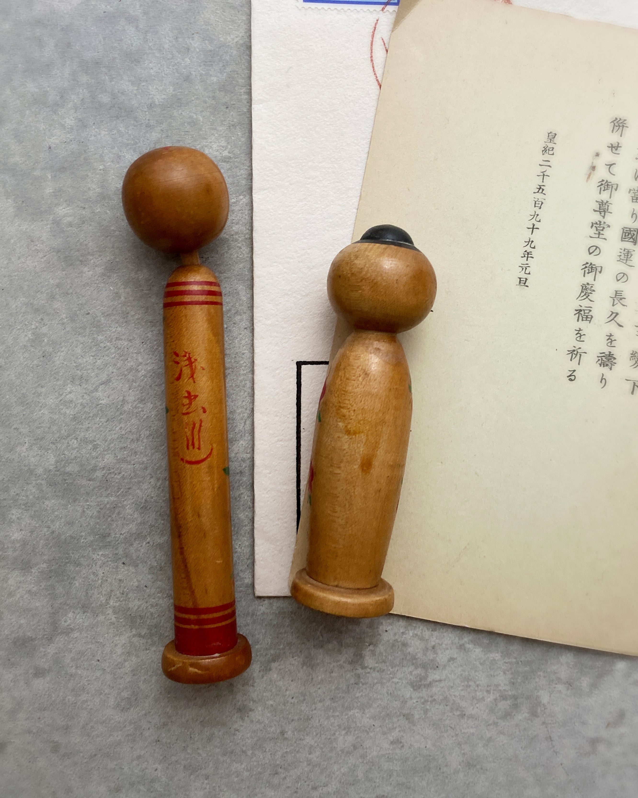 vintage letter kokeshi