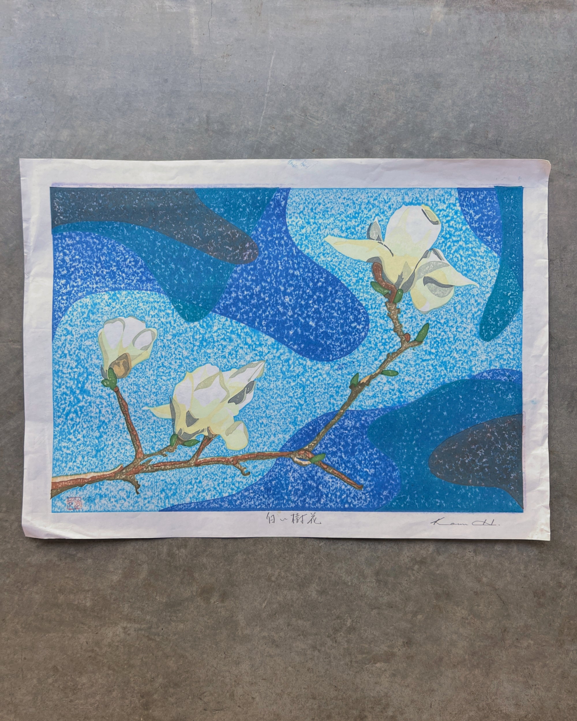 screen print : white magnolia