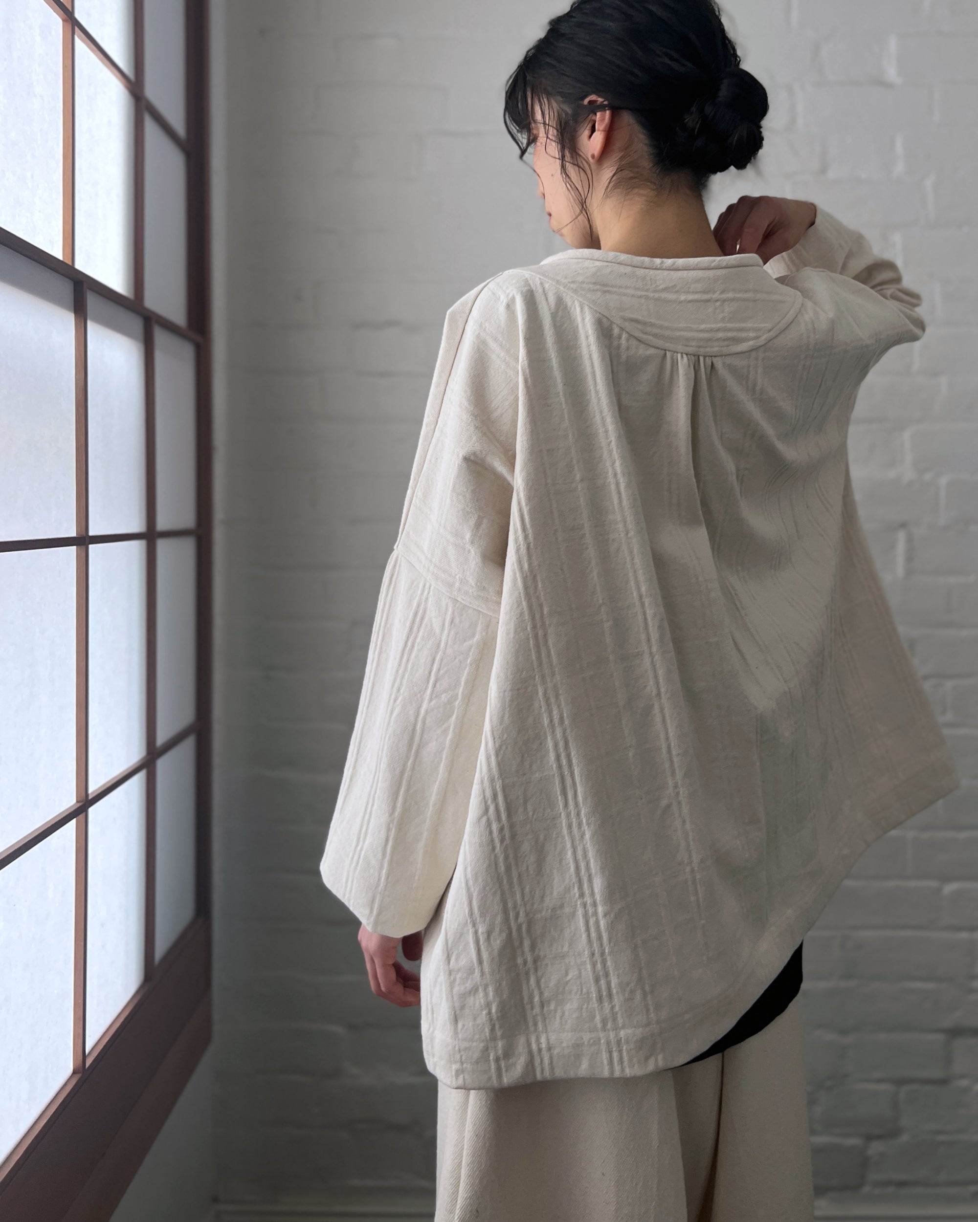 LJ struthers : textural check cotton shirt