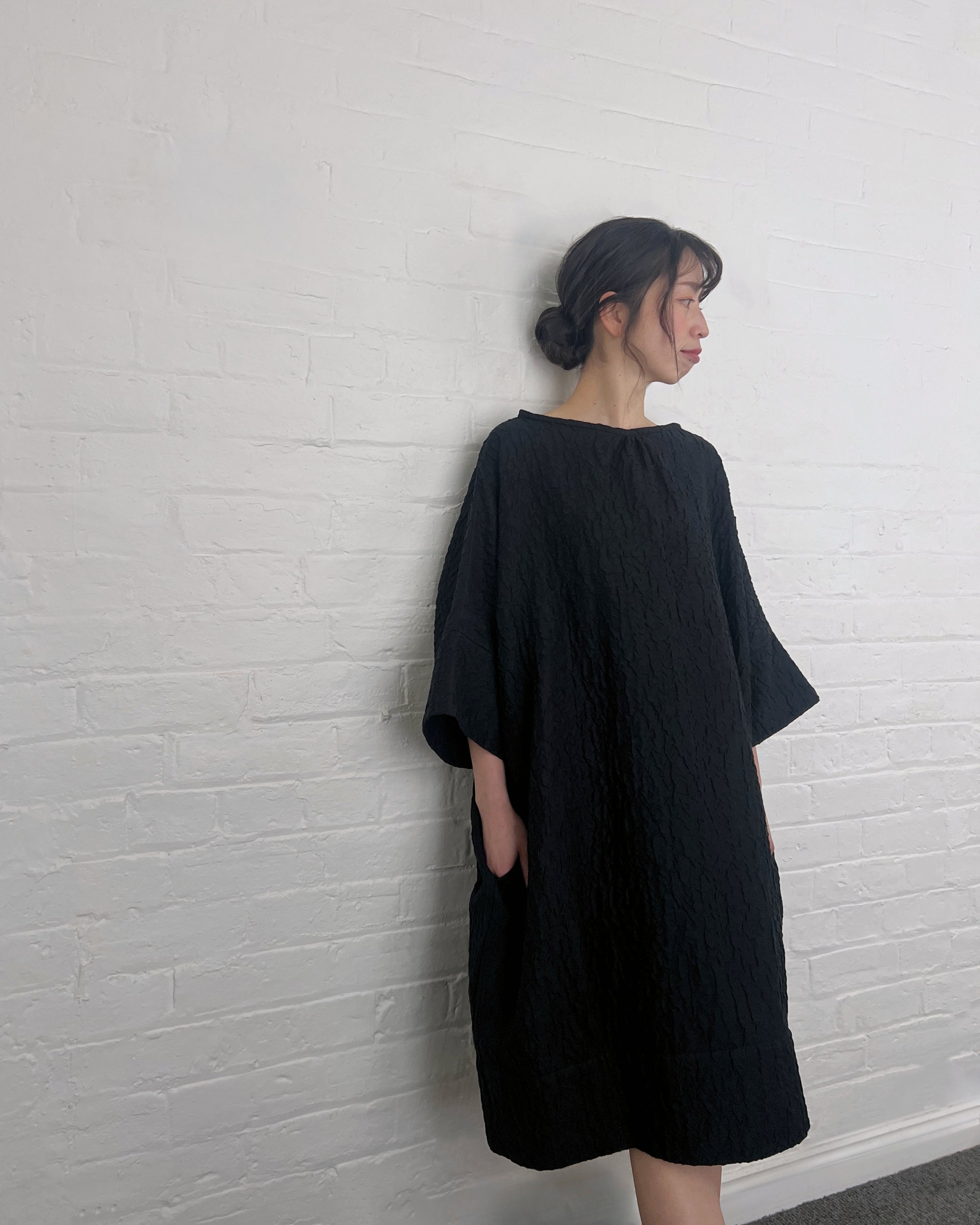 LJ struthers : textured cotton quadro dress