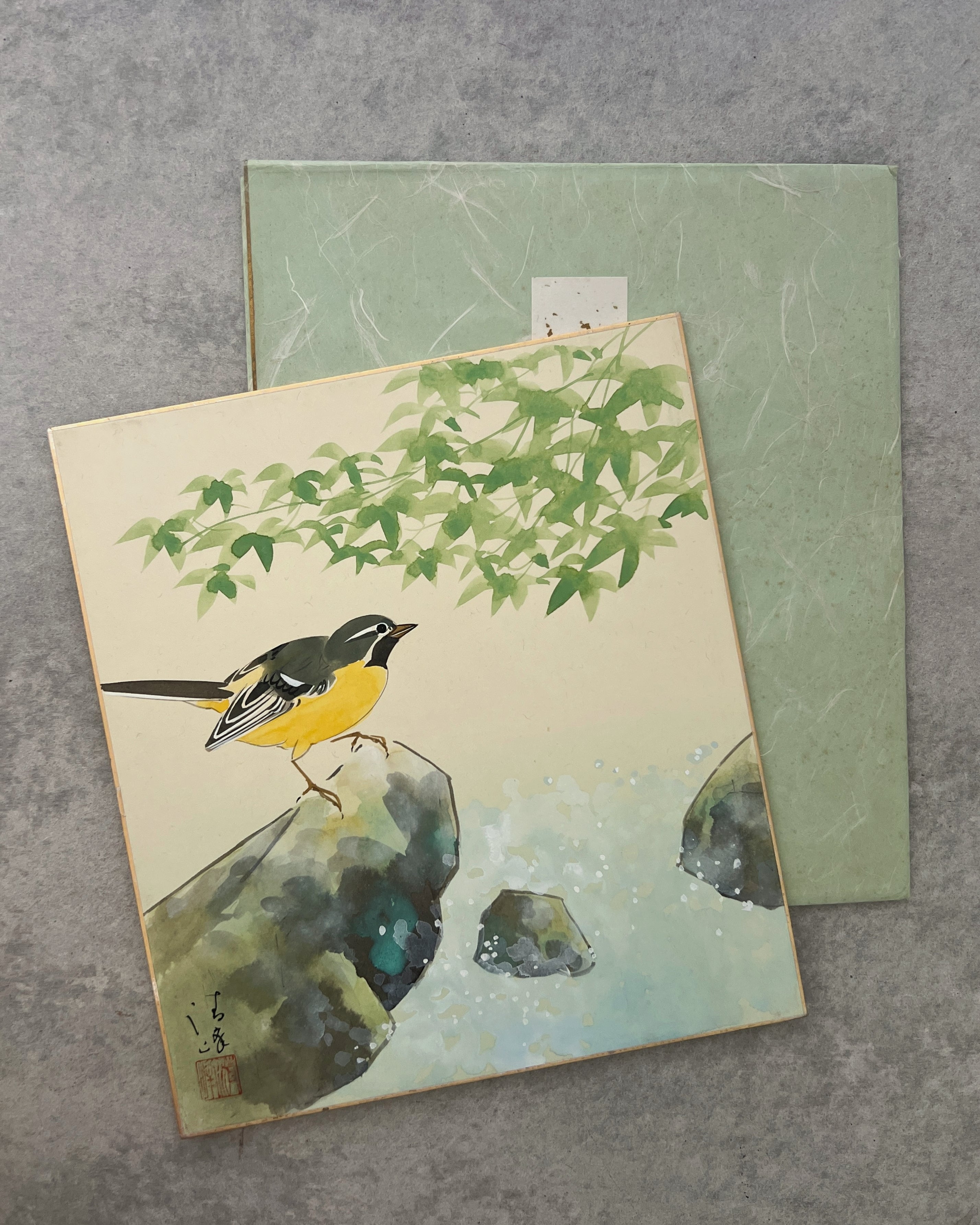 vintage japanese shikishi painting