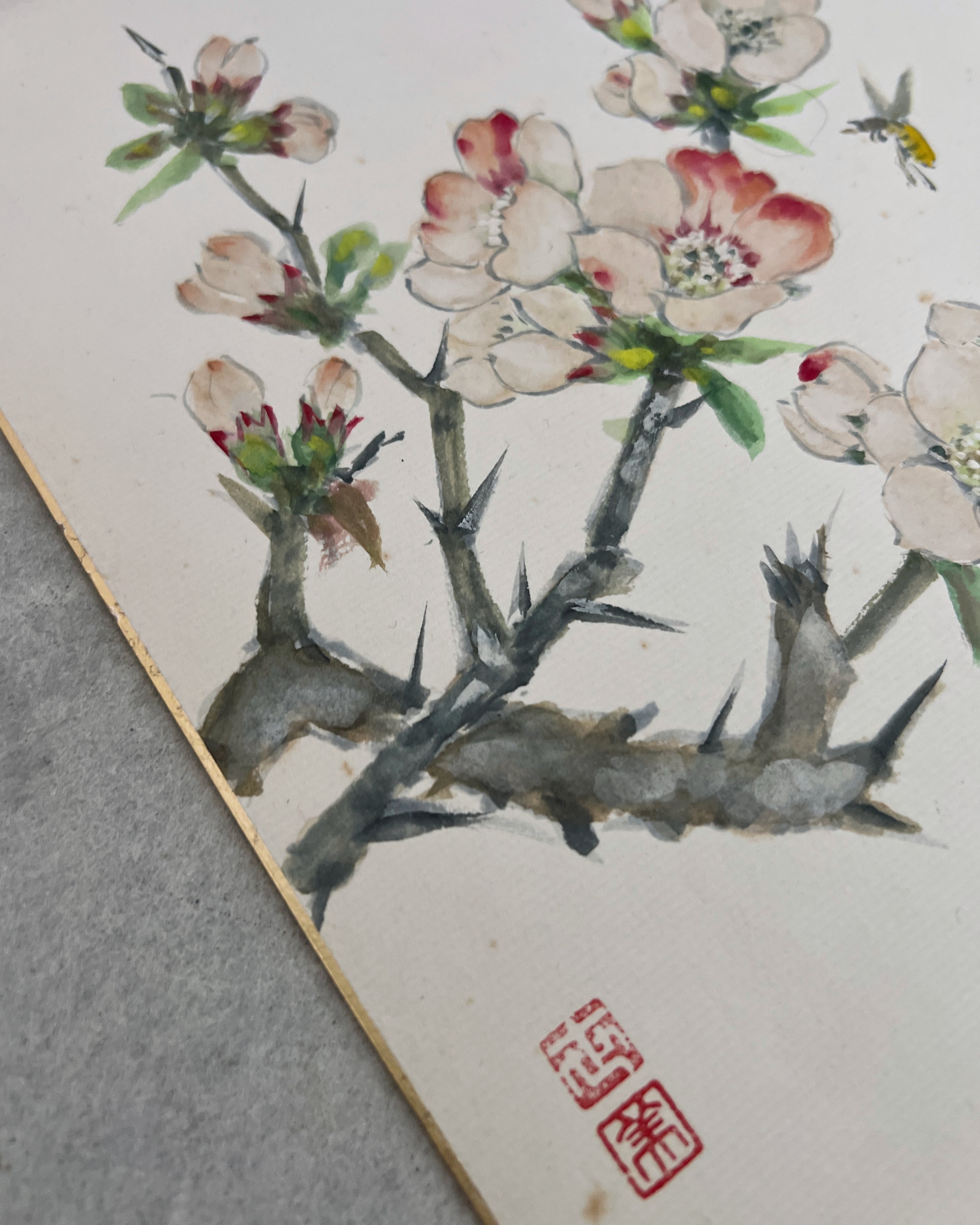 vintage japanese shikishi painting