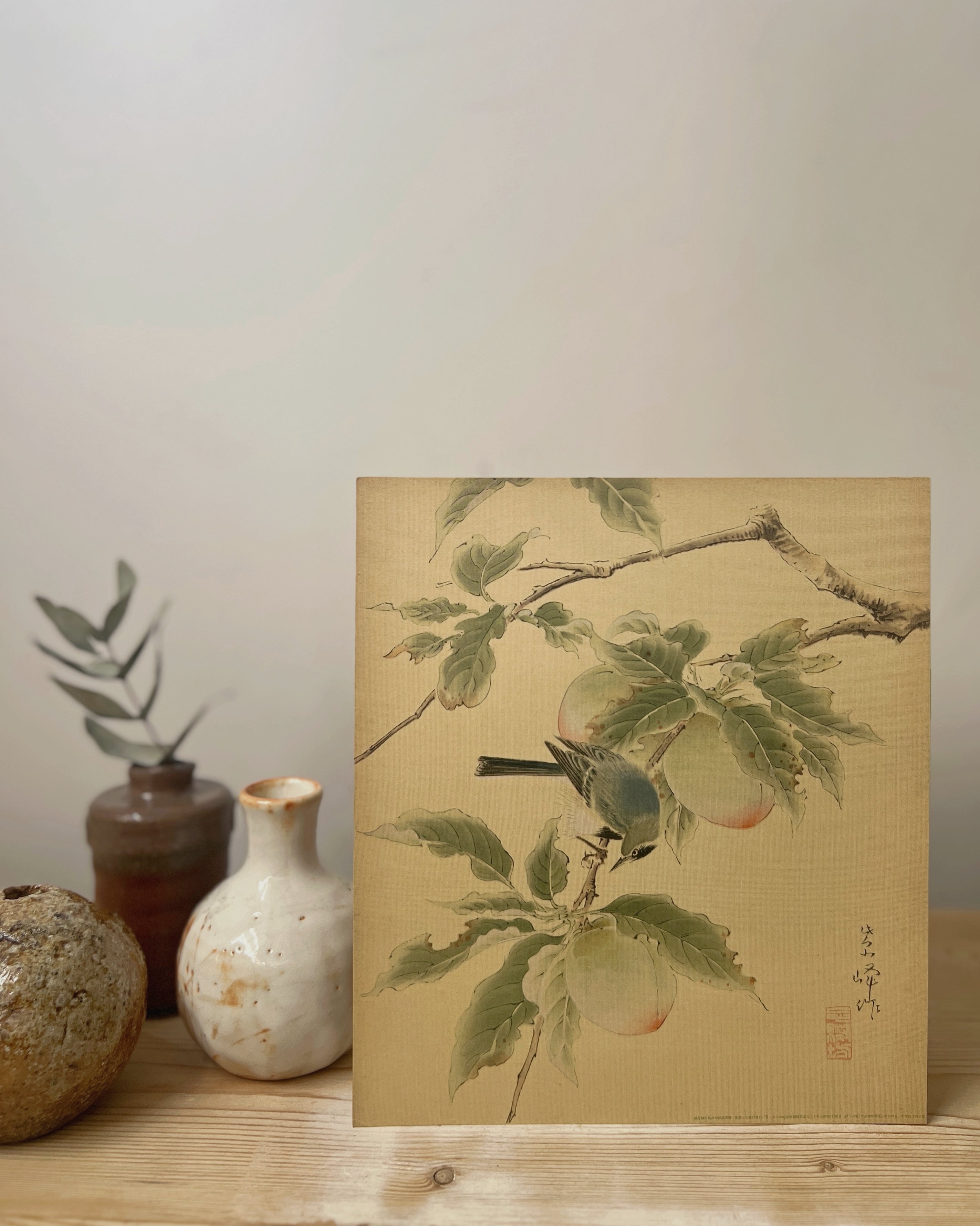 vintage shikishi print : peach tree